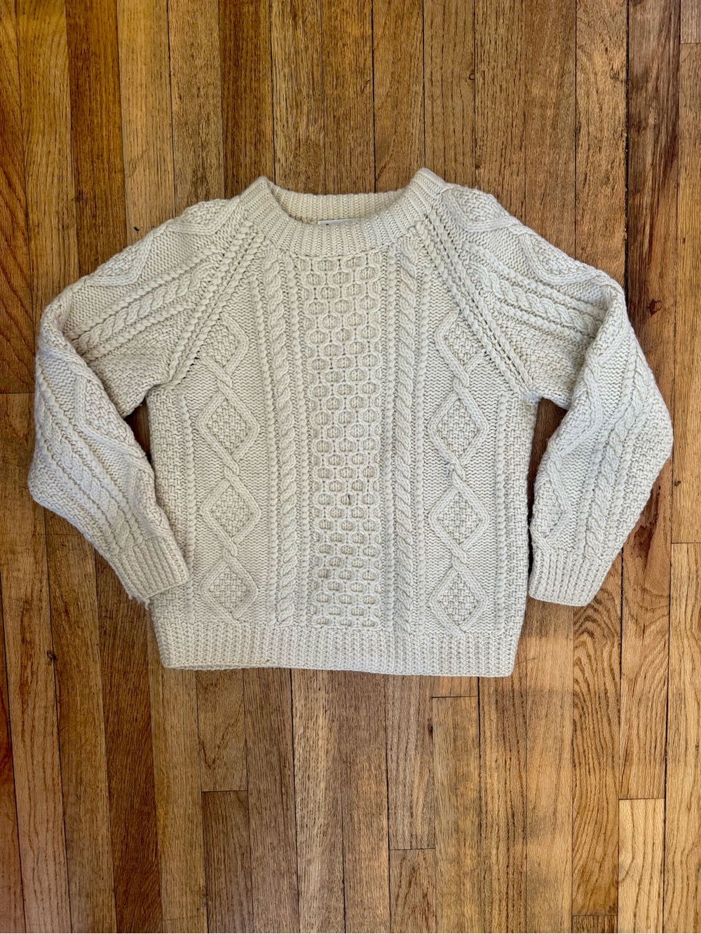 “the peacock” 100% wool vintage cable knit sweater